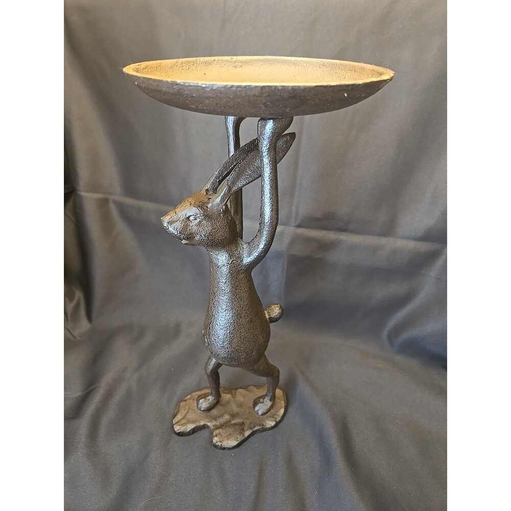 Creative Cast Iron Rabbit Candleholder in Antiqued Metal Jewelry key Holder